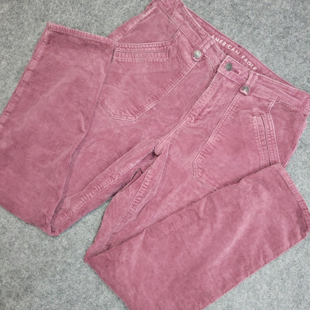 Americanโ Eagle Pants Womens 10S Burgundy Corduroy Classic Skinny Preppy Y2K